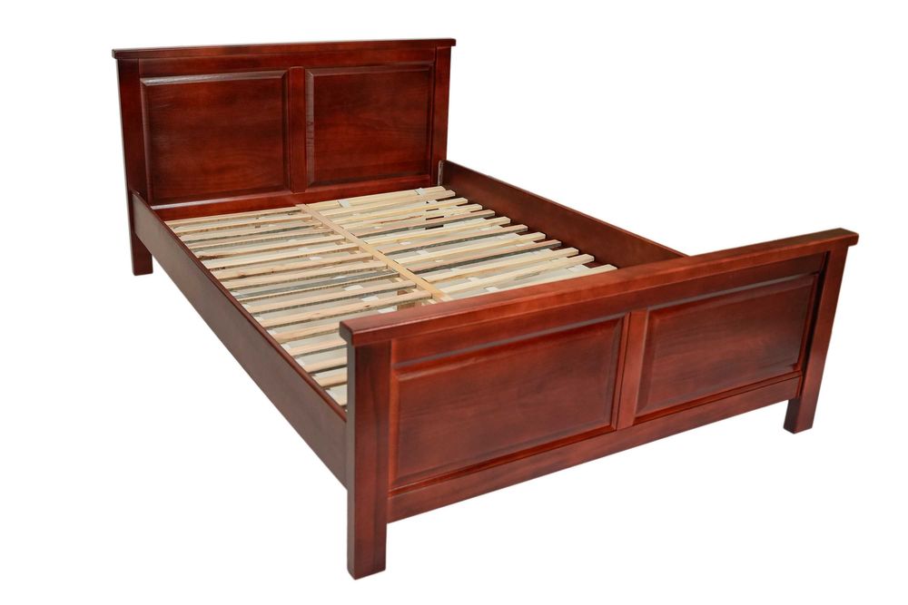 Pat din lemn masiv de fag Marius, culoare mahon, 160x200 cm