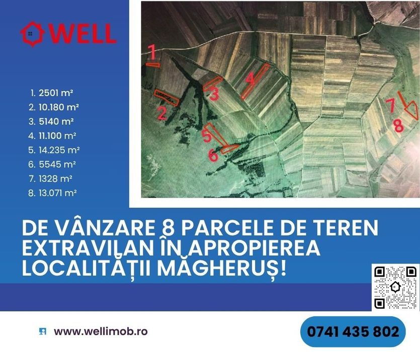 De vânzare 8 parcele de teren extravilan în apropierea loc. Măgheruș!