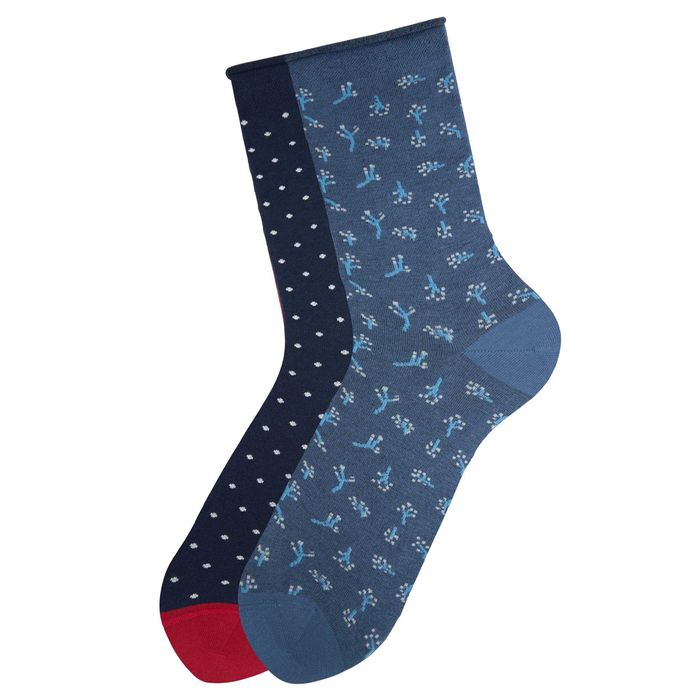 Органични дамски 2 чифта чорапи с малки цветя, безшевни, удобни