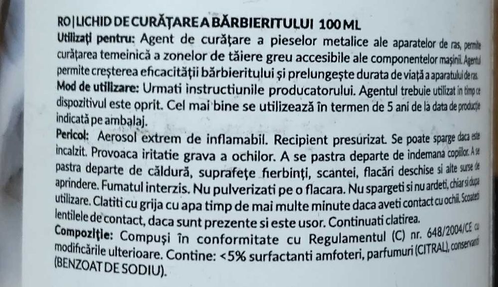 Set de spray de curatare a aparatelor de tuns si barbierit