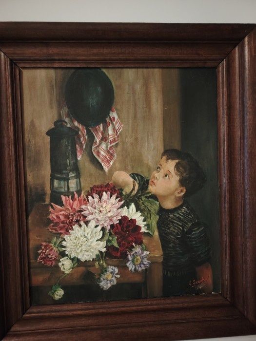 Tablou Ulei pe panza o lucrare deosebita foarte veche semnată încadra