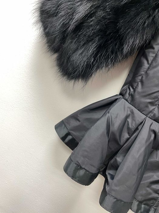 Дамско яке размер XS с естествен косъм от лисица в черно