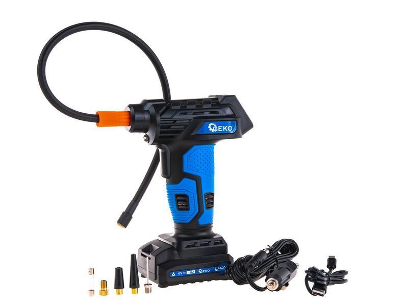 Преносим компресор за автомобил с батерия 12v и lcd дисплей geko