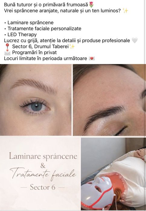 Laminare de sprancene, tratamente faciale