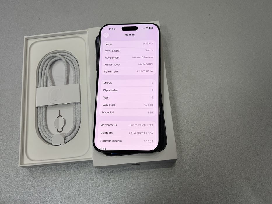 Iphone 16 Pro Max, 1TB, Black Titanium, la cutie