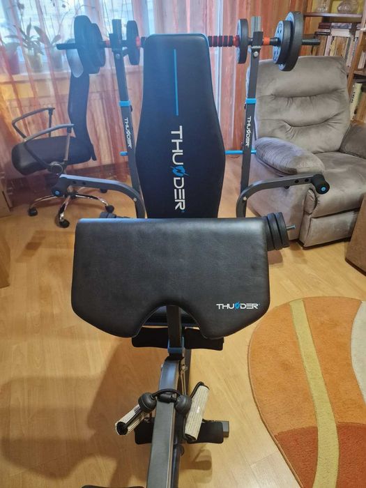 Bancă de forță multifuncțională THUNDER cu greutăți incluse