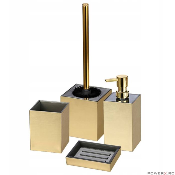 Perie wc cu suport, auriu, design modern, Sepio