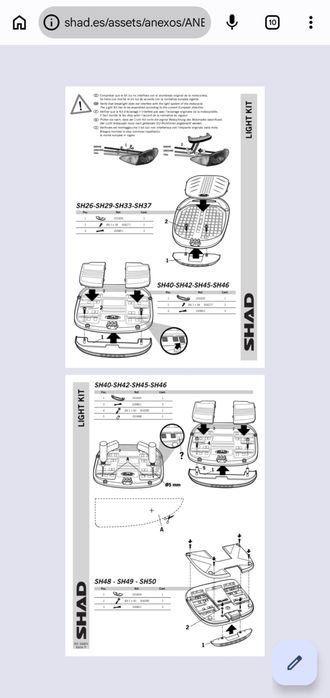 Kit lumină stop SHAD D0B40KL pentru SH26 SH29 SH33 SH37 SH40 SH42 SH45 SH46 SH48 SH49 SH50