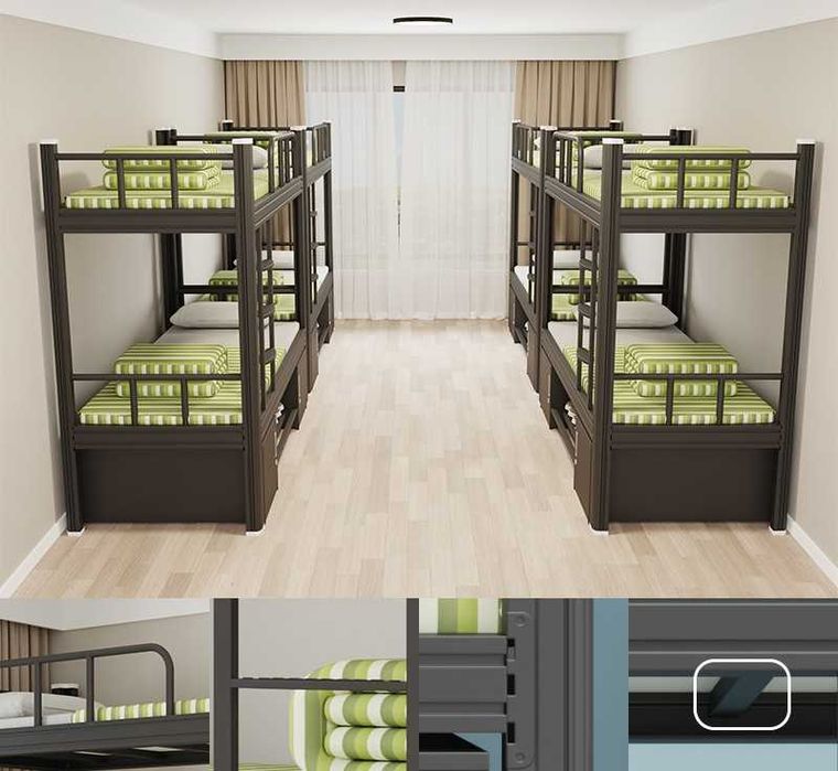 Прочная металлическая двухэтажная кровать для детей и взрослых