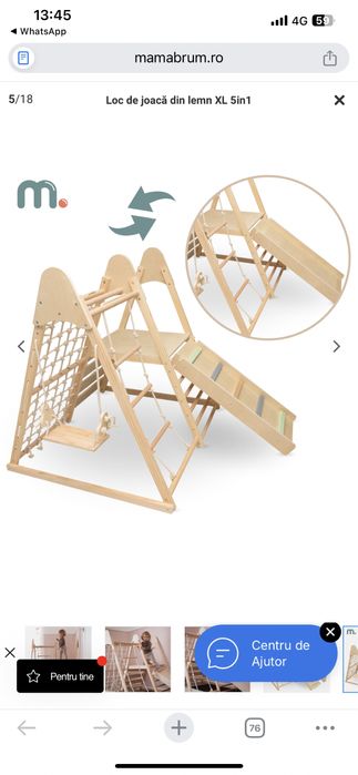 Loc de joacă din lemn XL 5in1