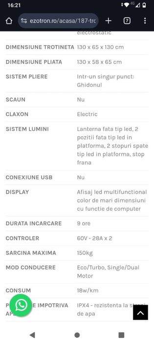 Vand trotineta electrica Ezotron E300 2000w