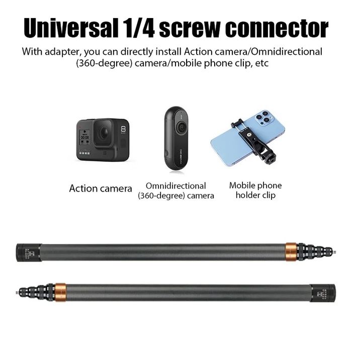 Selfie Stick Carbon Invizibil 3M, Insta360 X5,X4,X3,X2, ONE, GoPro - N