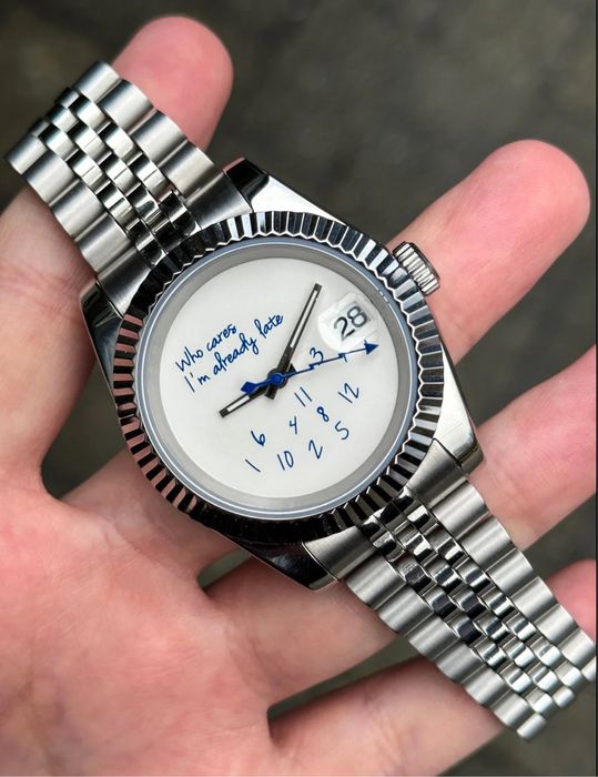 Часовник Seiko Mod Datejust Who cares I’m already late NH35
