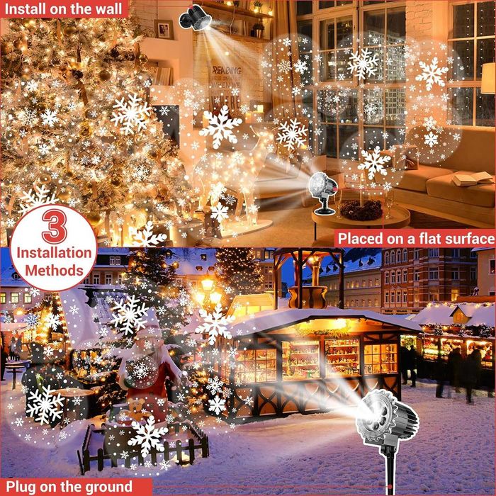 LED проекторни светлини със снежинки