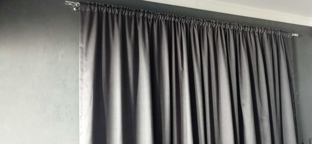 Плотные шторы серый антрацит (темно-серый).