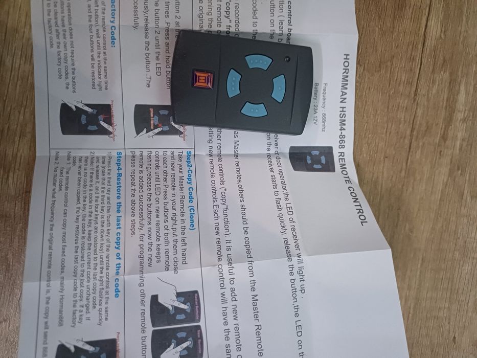 Дистанционно Управление за HORMANN HSM2 HSM4 HSE2 HSE4 HS1 HS2 HS4 HSZ