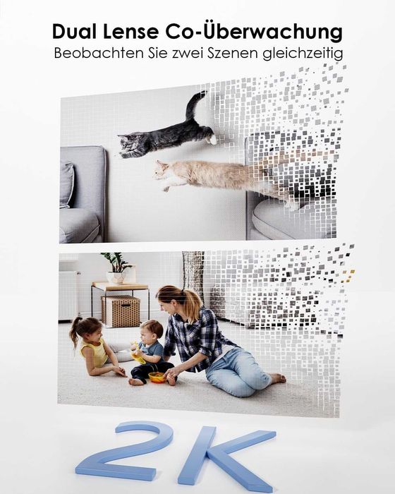 Camera WiFi de supraveghere interioară cu 2 camere 2K + 2K