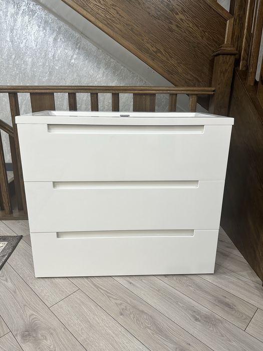 Тумба с раковиной белый глянец