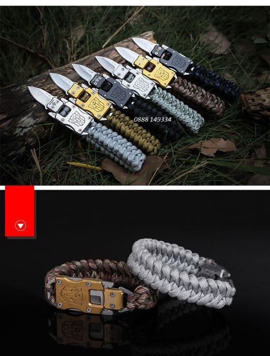 Гривна от паракорд с нож ножче за оцеляване