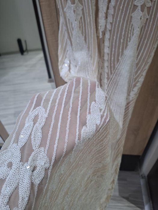 Официална лукс дълга рокля с пайети Л р-р