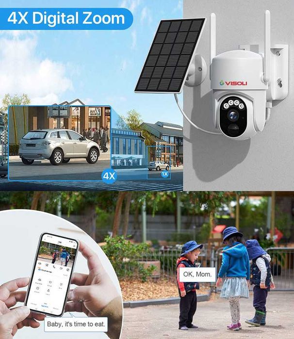 Camera de supraveghere Sim 4G cu Panou Solar Visoli® VS-S50 4G, 4MP