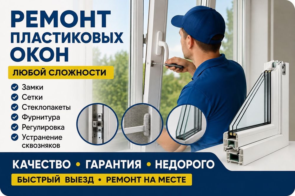 Ремонт окон, замена стеклопакетов