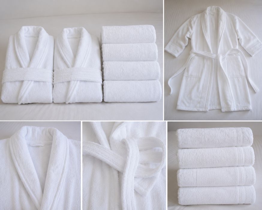 Set 2 Halate + 4 Prosoape Albe | Hotel