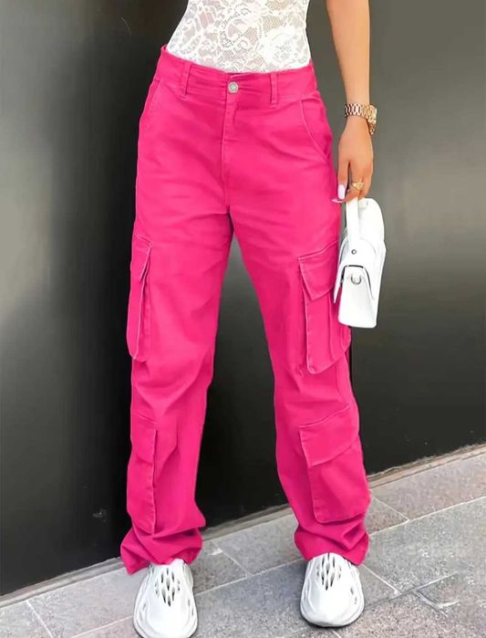 Джинсы розовые фуксия