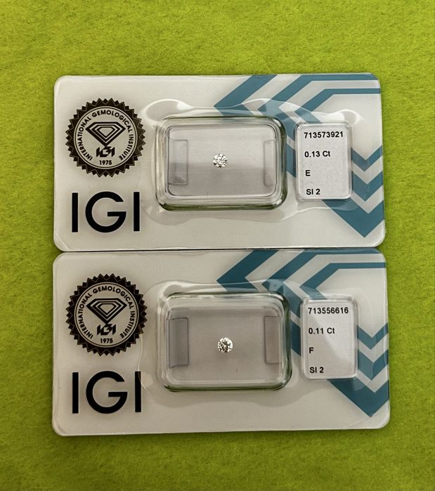 Diamante naturale certificate IGI – 0.13 ct și 0.11 ct (E/F, SI2)