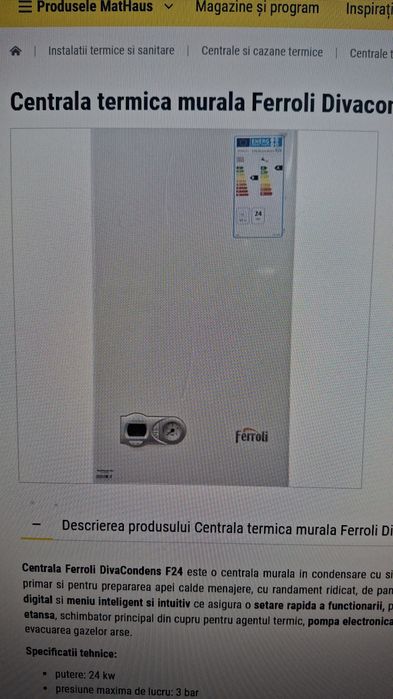 Vând centrala termica Ferroli