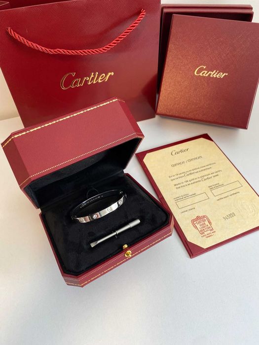 Bratara Cartier LOVE aur alb cu pietre