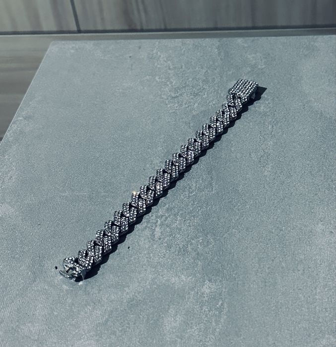 Cuban Link блестяща сребърна iced out гривна