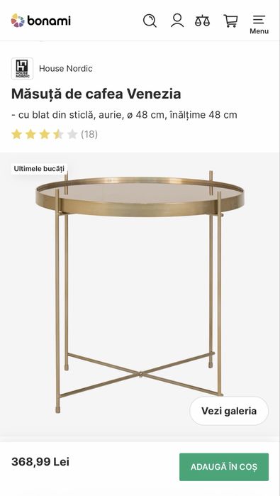 Masuta de cafea Venezia Gold