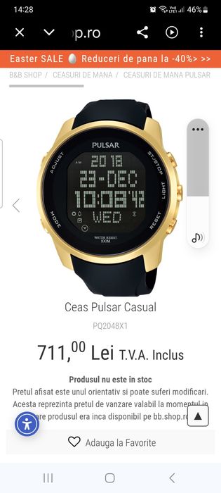 Ceas bărbătesc rezistent la apă  , cu alarmă , și multe setări .