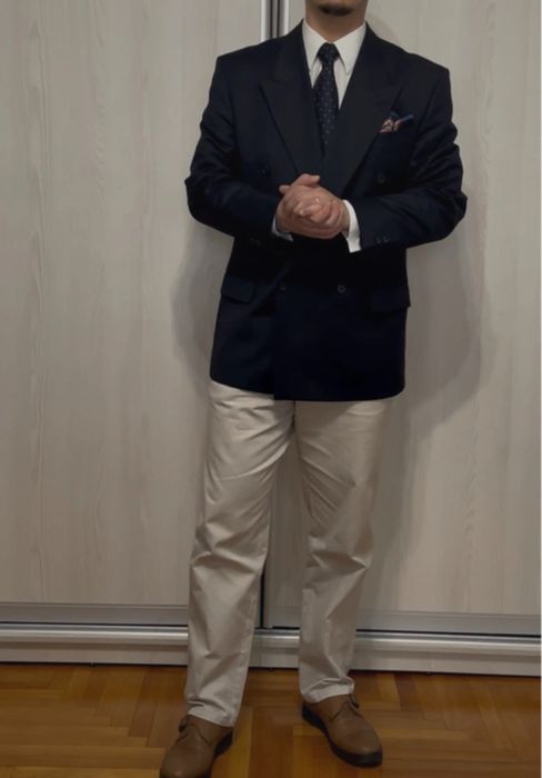 Sacou elegant bleumarin doua randuri de nasturi 100% lână