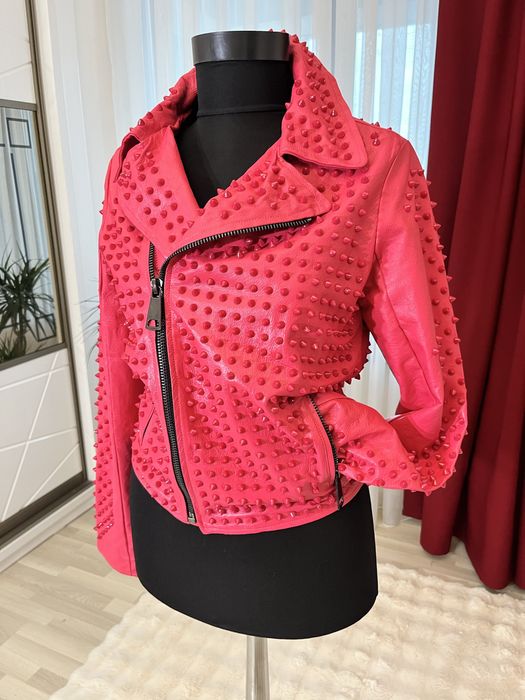 Geaca Biker din piele naturala si tinte marime s/m