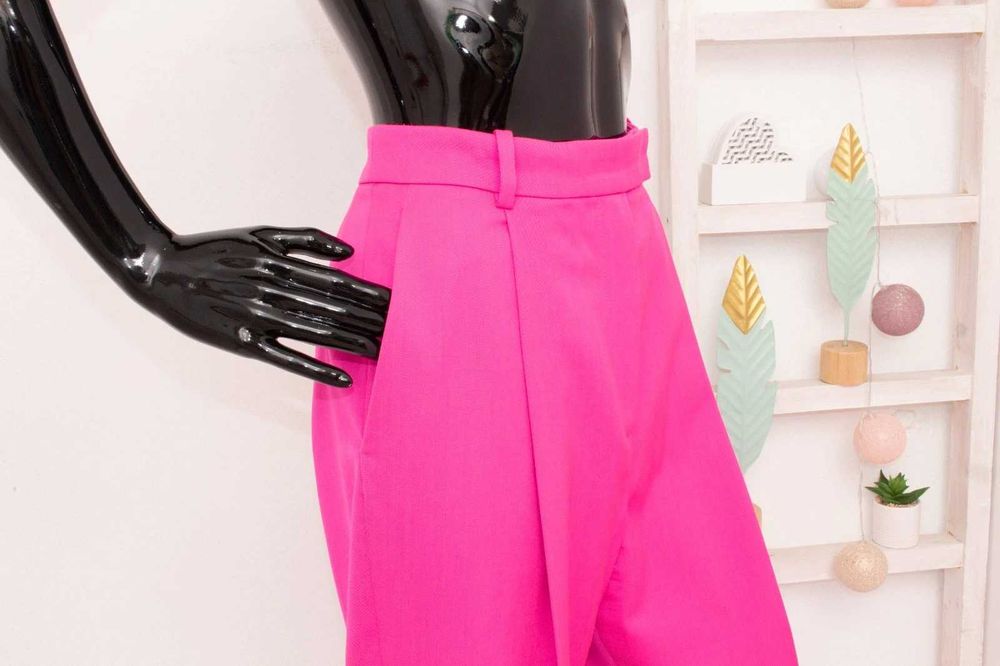 & Other Stories оригинален дамски панталон цикламен вълнен широк 40