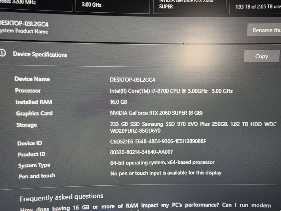 Геймърски компютър i7 + RTX 2060 Super