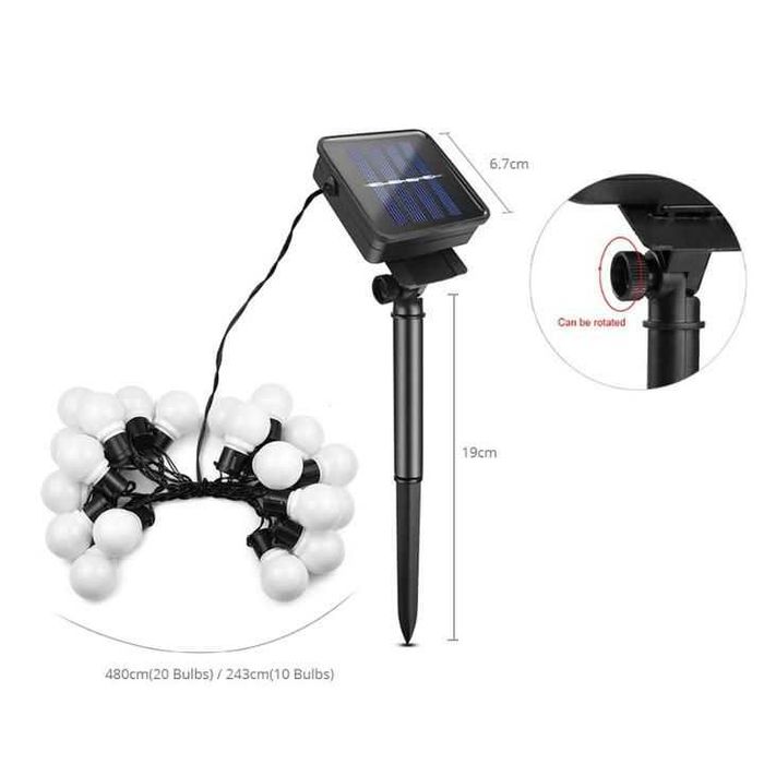 Соларни Гирлянди 5м от 10 LED Парти Лампички топло бели, сменяеми