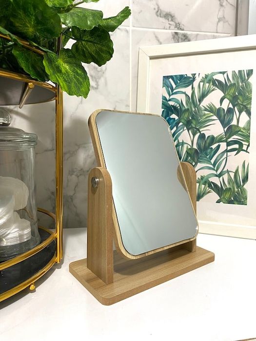 Козметично огледало, дърво, въртящ се дизайн