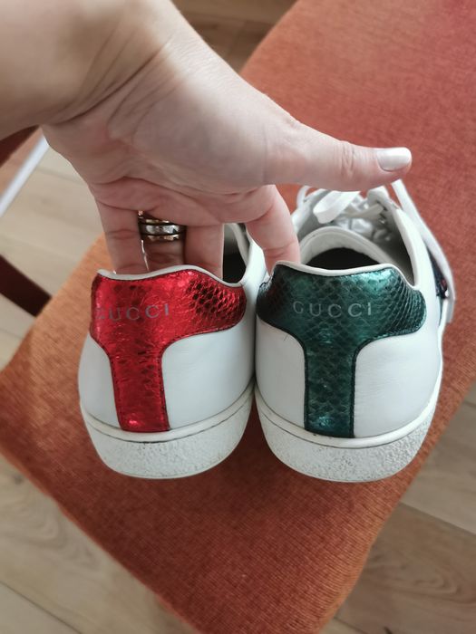 Sneaker adidași pantofi sport Gucci piele alb șarpe