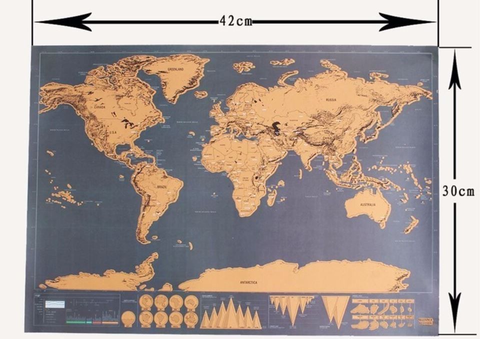 скреч карта на света карта за търкане с монета