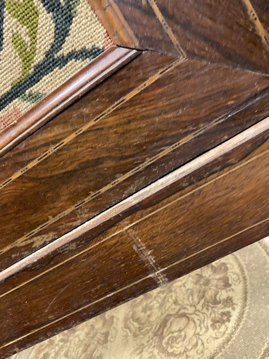 Англия дървена рамка с гоблен панел стойка needlepoint 1930