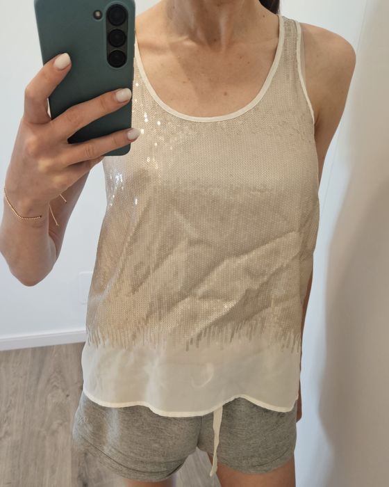 Top H&M bej alb paiete