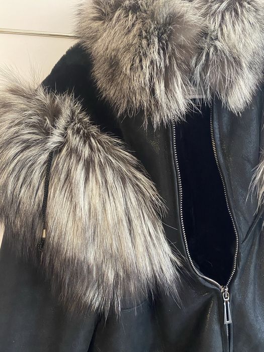 Черен кожух от естествена кожа