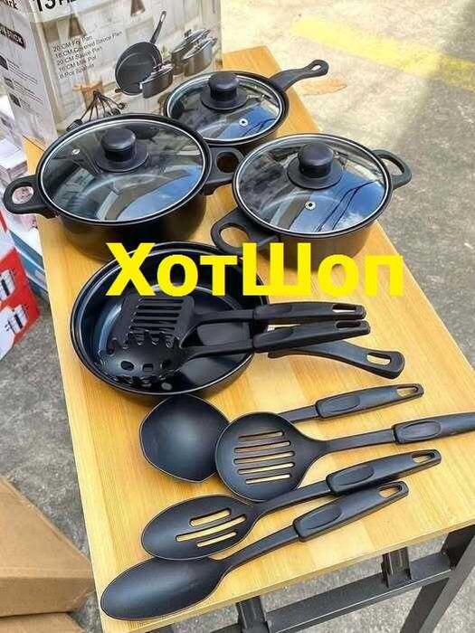 ПРОМО!! Тенджери и тигани за готвене от 13 части Royal Mark, Незалепващо покритие, За използване на индукционни котлони и печки