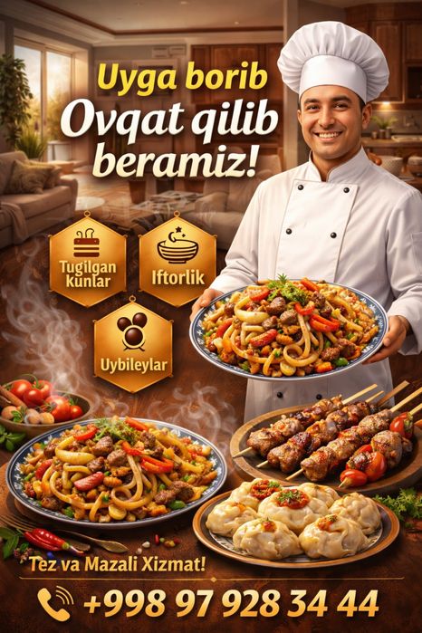 Uyga chaqiruv hizmati povar 10 yillik tajriba