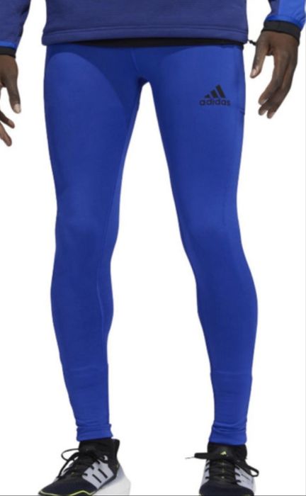 мъжки спортен клин adidas COLD.RDY Techfit Long Tights в син цвят  размер Л
