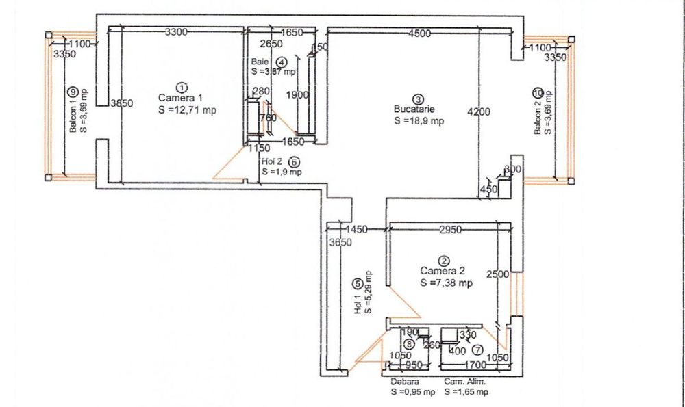 Apartament 3 camere, 60 mp, zona Piata Traian