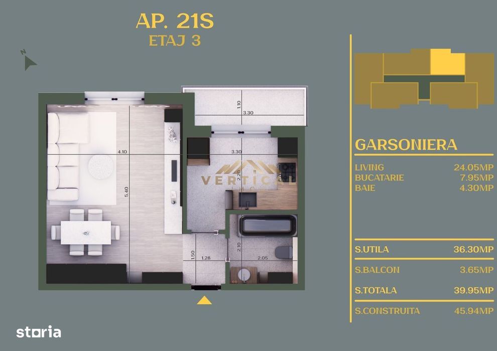 Garsoniera de vanzare - comuna Berceni